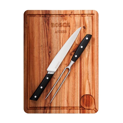 Imagen de Tabla parrillera + cuchillo y tenedor largo